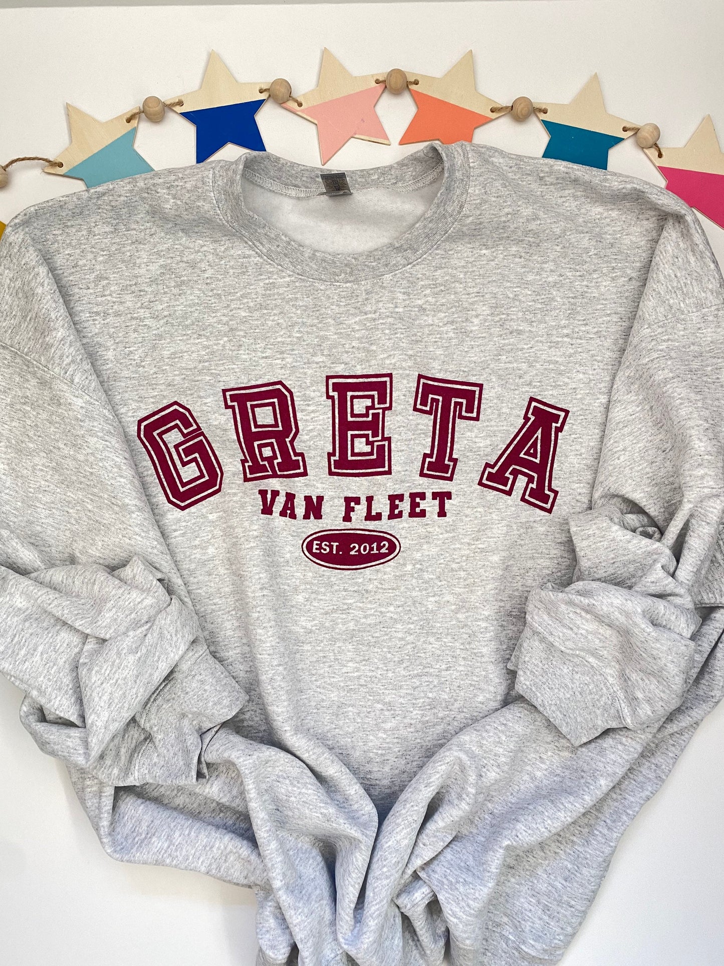 Greta Van Fleet Varsity Style Crewneck, Grey