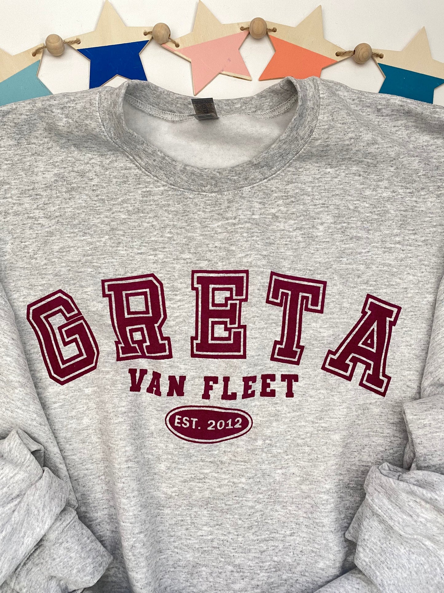 Greta Van Fleet Varsity Style Crewneck, Grey