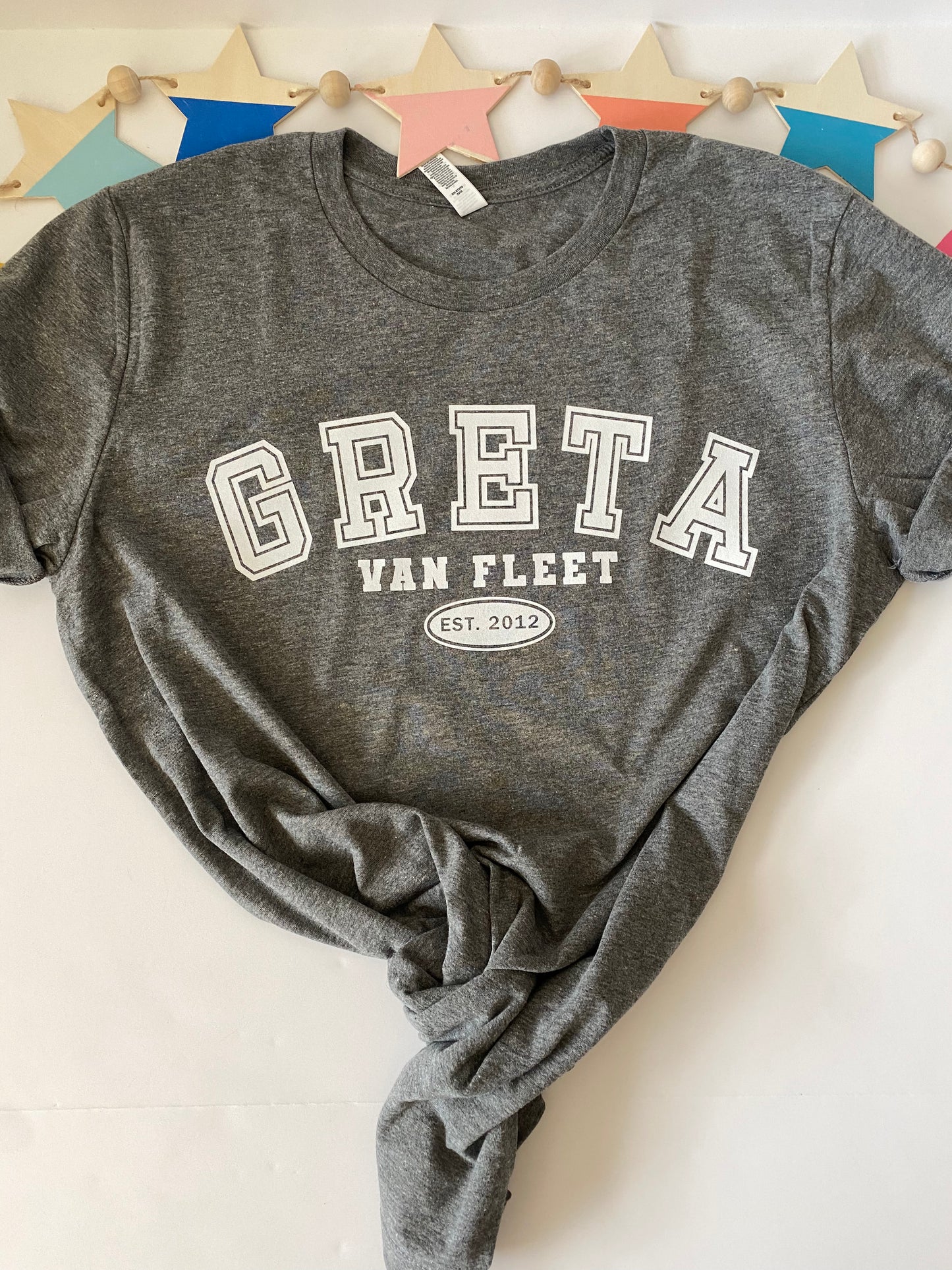 Greta Van Fleet Varsity Style Tee, Grey