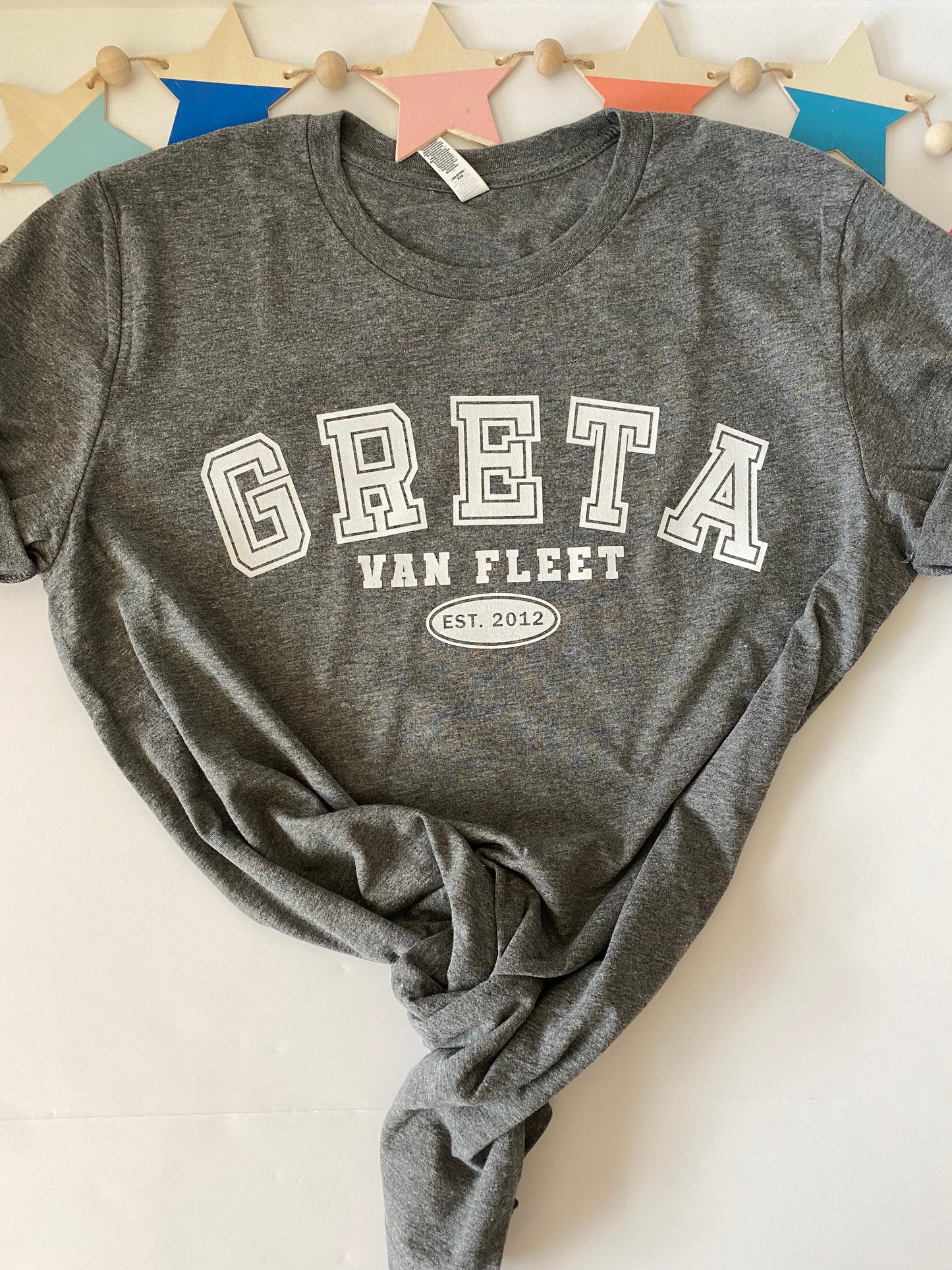 Greta Van Fleet Varsity Style Tee, Grey