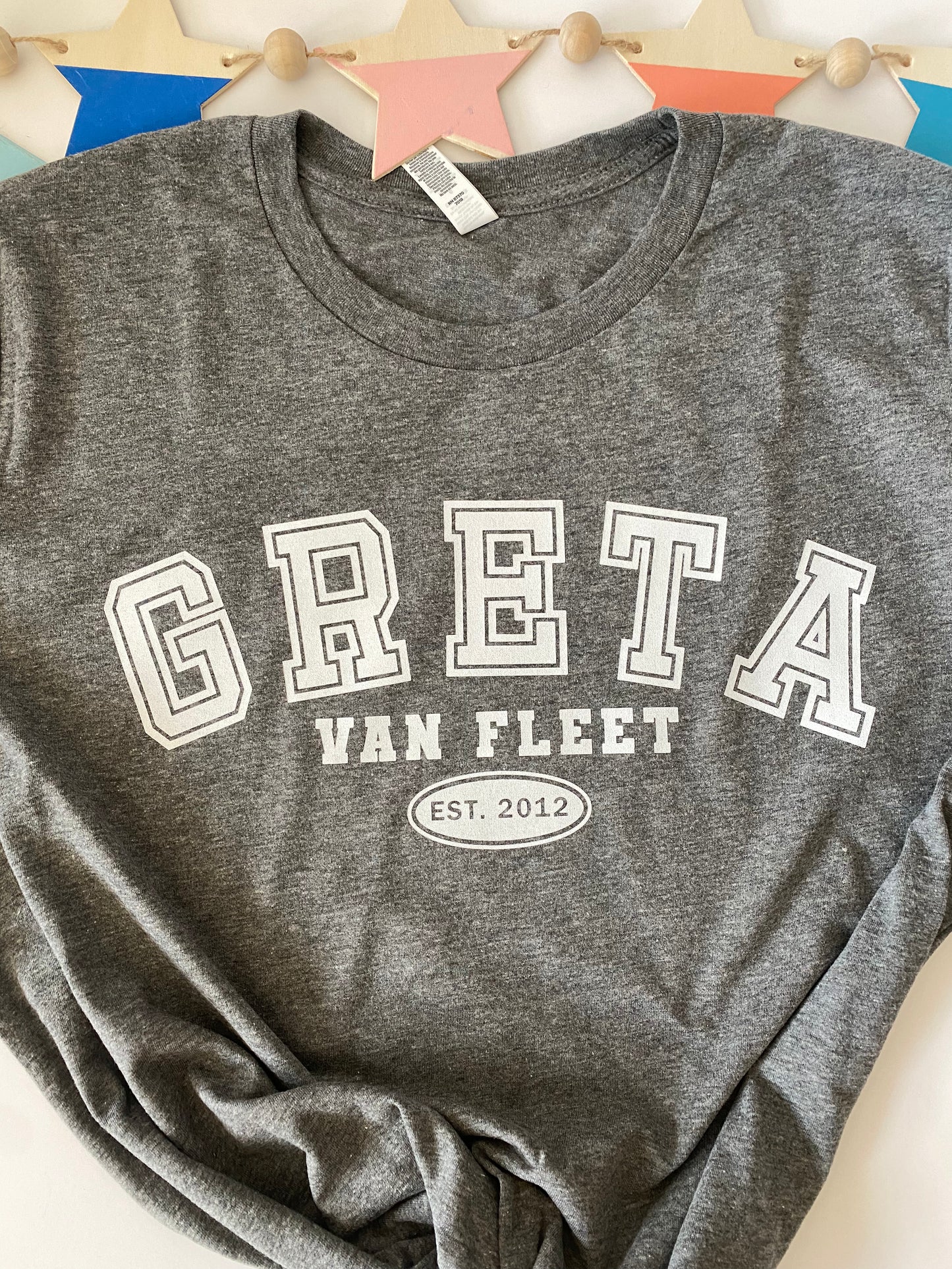 Greta Van Fleet Varsity Style Tee, Grey